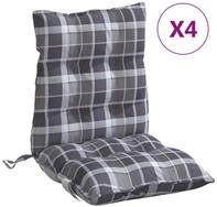 vidaXL Sitzauflage, Niedriglehner-Auflagen 4 Stk. Grau Karomuster Oxford-Gewebe