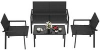 COSTWAY Gartenlounge-Set, (4-tlg), Balkonset PE Rattan, mit 2 St&uuml;hlen, Bank & Tisch