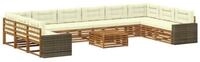 vidaXL Gartenlounge-Set Sofagarnituren mit Kissen 11 pcs Massivholz, (11-tlg)