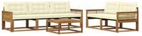 vidaXL Gartenlounge-Set Outdoor-Sofagarnitur mit Kissen 6 pcs Natur und Creme,