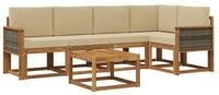 vidaXL Gartenlounge-Set Outdoor-Sofagarnitur 6 pcs Natur und Beige Massivholz,