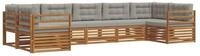 vidaXL Gartenlounge-Set Outdoor-Sofagarnitur mit Kissen 7 pcs Nat&uuml;rlich und