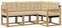 vidaXL Gartenlounge-Set Outdoor-Sofagarnitur mit Kissen 4 pcs Wei&szlig; und Beige,