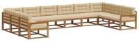 vidaXL Gartenlounge-Set Outdoor-Sofagarnitur mit Kissen 10 pcs Natur und Beige,