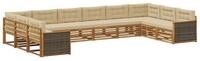 vidaXL Gartenlounge-Set Sofagarnituren mit Kissen 10 pcs Massivholz, (10-tlg)