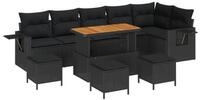 vidaXL Gartenlounge-Set Gartensofa-set 10 pcs Schwarz Poly-Rattan, (10-tlg)
