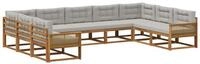 vidaXL Gartenlounge-Set Outdoor-Sofagarnitur mit Kissen 9 pcs Nat&uuml;rlich und