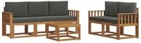 vidaXL Gartenlounge-Set Outdoor-Sofagarnitur mit Kissen 6 pcs Natur und Anthrazit,