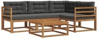 vidaXL Gartenlounge-Set Outdoor-Sofagarnitur mit Kissen 5 pcs Natur und...