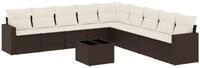 vidaXL Sofaelement 10-tlg. Garten-Sofagarnitur mit Kissen Braun Poly Rattan (1...