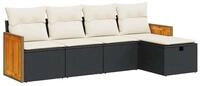 vidaXL Gartenlounge-Set 5-tlg. Garten-Sofagarnitur mit Kissen Schwarz Poly...