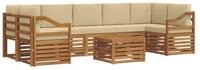 vidaXL Gartenlounge-Set Outdoor-Sofagarnitur 8 pcs Natur und Beige Massivholz,