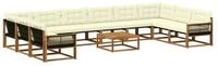 vidaXL Gartenlounge-Set Outdoor-Sofagarnitur mit Kissen 11 pcs Natur und Creme,