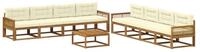 vidaXL Gartenlounge-Set Outdoor-Sofagarnitur mit Kissen 9 pcs Natur und Creme,