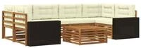 vidaXL Gartenlounge-Set Outdoor-Sofagarnitur mit Kissen 7 pcs Natur und Creme