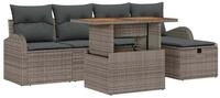 vidaXL Gartenlounge-Set Garten-Sofa-Set 6 pcs Grau Poly-Rattan, (6-tlg)