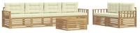 vidaXL Gartenlounge-Set Outdoor-Sofagarnitur mit Kissen 7 pcs Wei&szlig; und Creme