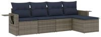 vidaXL Gartenlounge-Set 5-teiliges Gartensofa-Set mit Kissen, grau, Polyrattan,