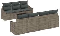 vidaXL Loungesofa Sofa Set mit Kissen mit Kissen 8 pcs Grau Poly-Rattan, 8 Teile