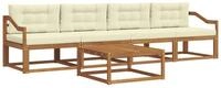 vidaXL Gartenlounge-Set Outdoor-Sofagarnitur mit Kissen 5 pcs Natur und Creme,