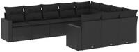 vidaXL Gartenlounge-Set 10-tlg. Garten-Sofagarnitur mit Kissen Schwarz Poly...