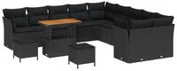 vidaXL Loungesofa Garten-Sofa-Set mit Kissen mit Speicher 13 pcs Schwarz, 13...
