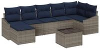 vidaXL Gartenlounge-Set Garten-Sofa-Set mit Kissen Grau und Marineblau...