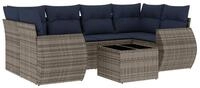 vidaXL Gartenlounge-Set 7-teiliges Gartensofa-Set mit Kissen, grau, Polyrattan,
