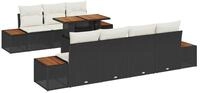 vidaXL Gartenlounge-Set Garten-Sofa-Set mit Speicher 8 pcs Schwarz Poly Rattan,