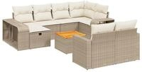 vidaXL Gartenlounge-Set 11-tlg. Garten-Sofagarnitur mit Kissen Beige Poly...