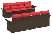 vidaXL Loungesofa Gartensofa-set mit Kissen 9 pcs Beige und Rot Poly-Rattan, 9 Teile