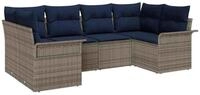 vidaXL Gartenlounge-Set Gartensofa-set mit Kissen 6 pcs Grau Poly-Rattan,...