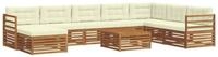 vidaXL Gartenlounge-Set Outdoor-Sofagarnitur 9 pcs Natur und Creme Massivholz,