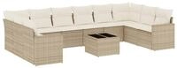 vidaXL Sofaelement 11-tlg. Garten-Sofagarnitur mit Kissen Beige Poly Rattan (1...