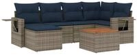 vidaXL Sofaelement 7-teiliges Gartensofa-Set mit Kissen, grau, Polyrattan (1 St)