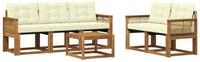 vidaXL Gartenlounge-Set Outdoor-Sofagarnitur mit Kissen 6 pcs Natur und Creme,