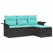 vidaXL Gartenlounge-Set Gartensofa-set mit Kissen mit Speicher 4 pcs Poly...