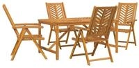 vidaXL Gartentisch Garten Essgruppe 5 pcs Braun Massivholz (5-St)