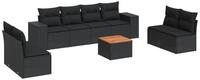 vidaXL Gartenlounge-Set 9-tlg. Garten-Sofagarnitur mit Kissen Schwarz Poly...