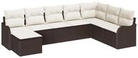 vidaXL Gartenlounge-Set Gartensofa-set Braun Poly-Rattan, (8-tlg)