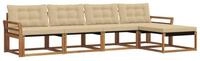 vidaXL Gartenlounge-Set Outdoor-Sofagarnitur mit Kissen 5 pcs Natur und Beige,