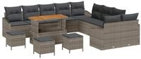 vidaXL Gartenlounge-Set Gartensofa-set mit Kissen 14 pcs Grau Poly-Rattan,...