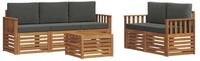vidaXL Gartenlounge-Set Sofagarnituren 6 pcs Natur und Anthrazit Massivholz,...