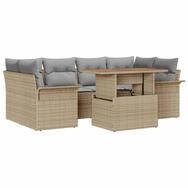 vidaXL Loungesofa Garten-Sofa-Set mit Kissen 7 pcs Beige und Hellgrau, 7 Teile