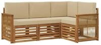 vidaXL Gartenlounge-Set Sofagarnituren mit Kissen 4 pcs Massivholz, (4-tlg)