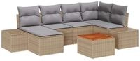 vidaXL Gartenlounge-Set Garten-Sofa-Set 7 pcs Beige und Hellgrau, (7-tlg)