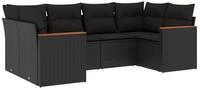 vidaXL Gartenlounge-Set 6-tlg. Garten-Sofagarnitur mit Kissen Schwarz Poly...