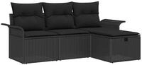 vidaXL Gartenlounge-Set Garten-Sofa-Set mit Kissen 4 pcs Schwarz Poly Rattan,...