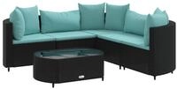 vidaXL Gartenlounge-Set 6-tlg. Garten-Sofagarnitur mit Kissen Schwarz Poly...