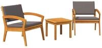 vidaXL Gartenlounge-Set Bistrogarnitur mit Kissen 3 pcs Braun Polyester, (3-tlg)